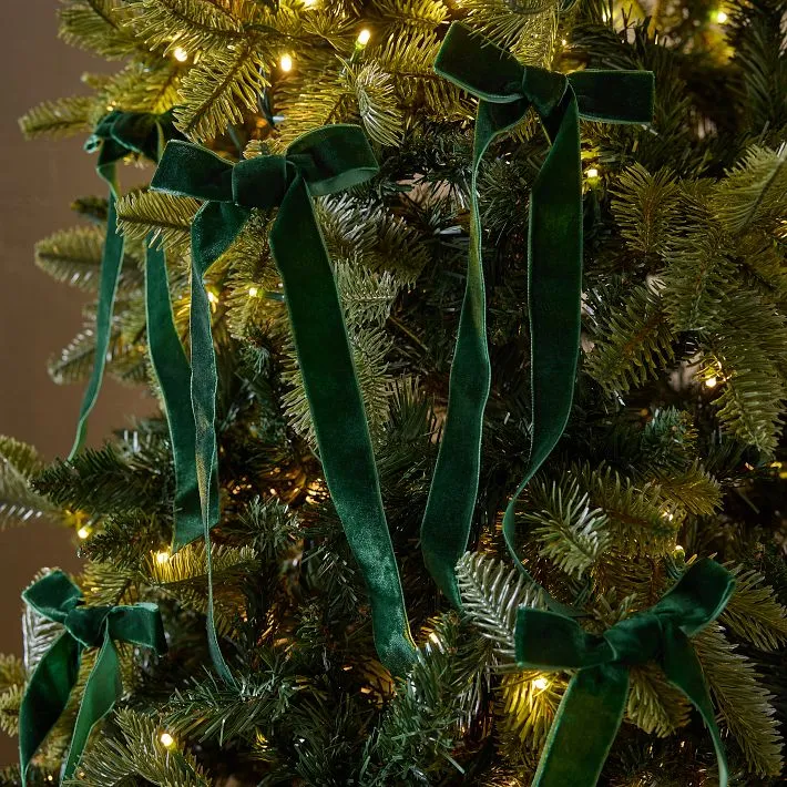 Emerald Green Velvet Ornaments Green Velvet Clip-On Bow Ornaments Set Of  West Elm