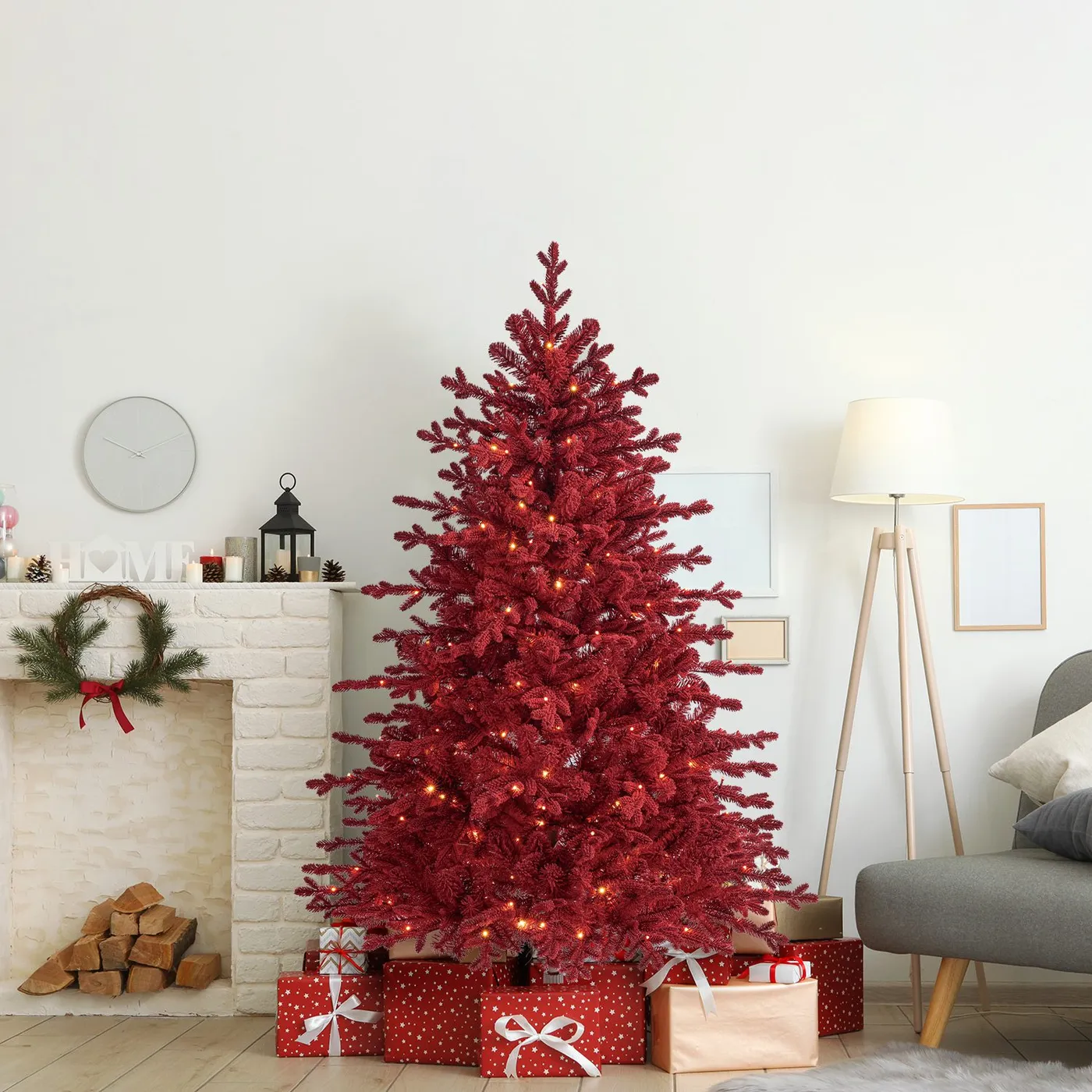 Evergreen Classics 1.8m (6ft) Pre-Lit Velvet Pine Flocked Christmas Tree -  iLeisure