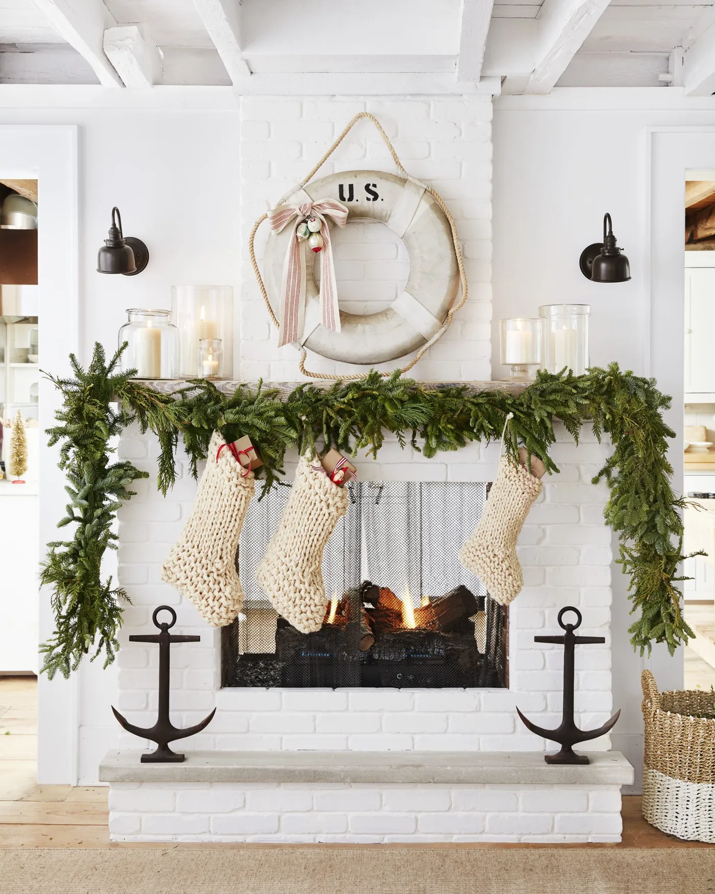 Farmhouse Christmas Amazing Fireplace Mantel / Decorating Ideas American  Deal Style