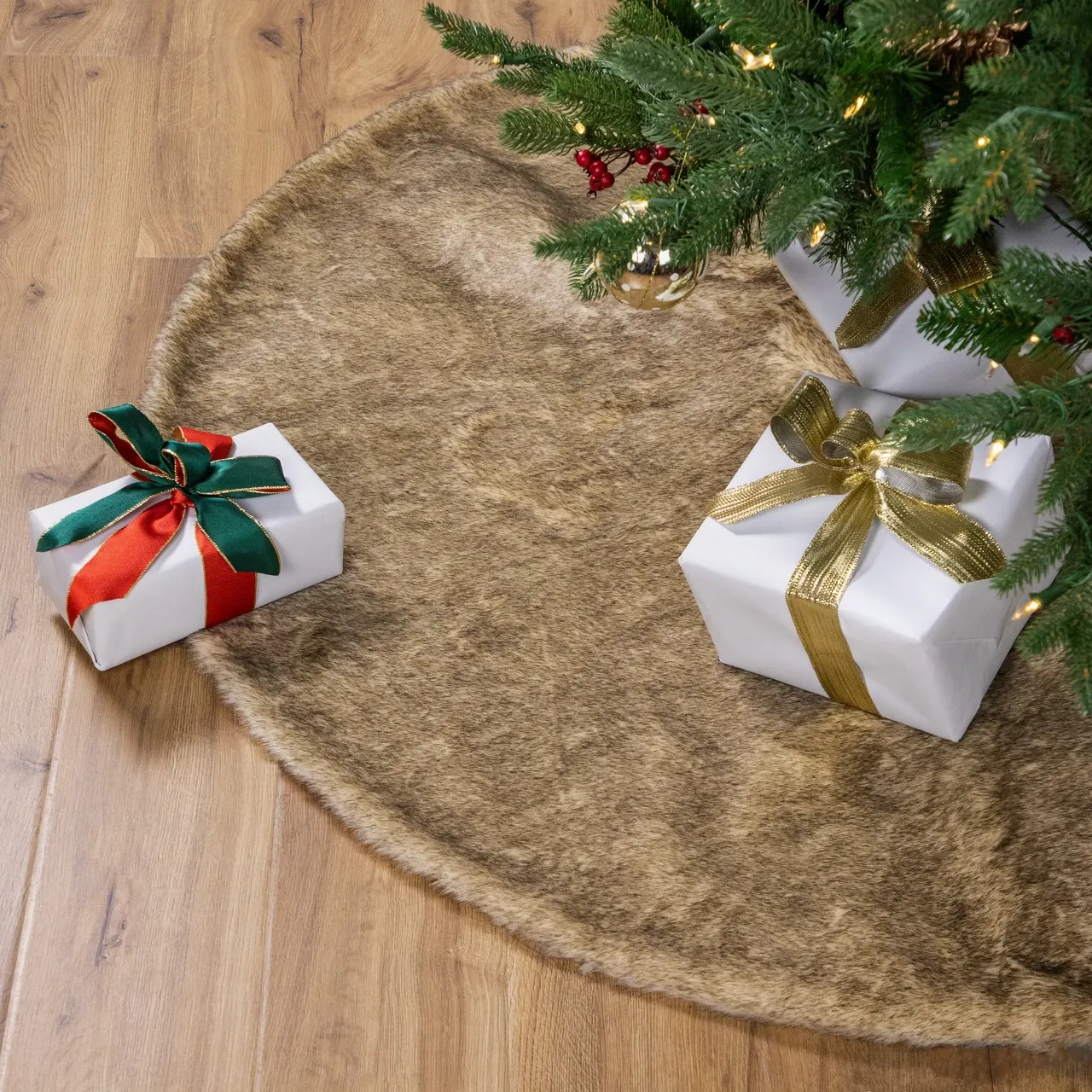 Faux Fur Christmas Tree Skirt - 48' - Brown | Christmas