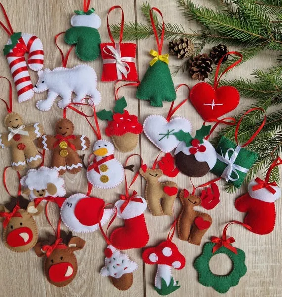 Felt Advent Tree Holiday Advent Calendars Felt Advent Calendar Ornaments: Handmade Christmas Tree Decorations (set Of 24)