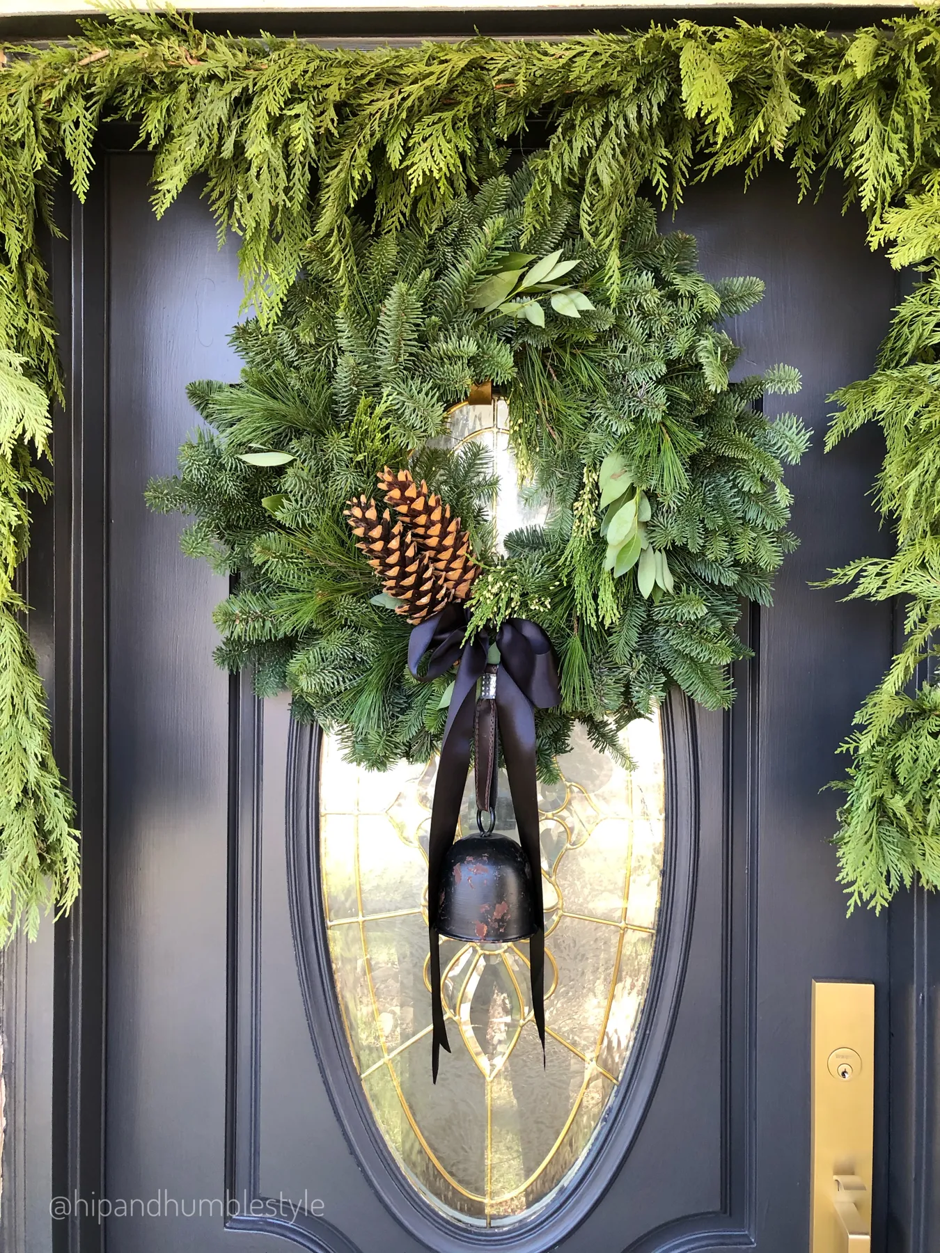 Festive Christmas Porch | Green And Black Christmas Decor
