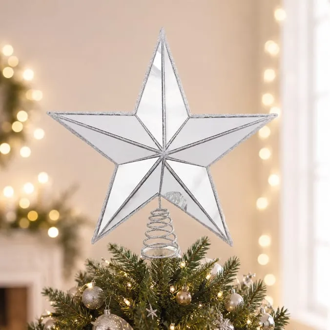 Festive Feeling Mirror Star Tree Topper | Home Bargains