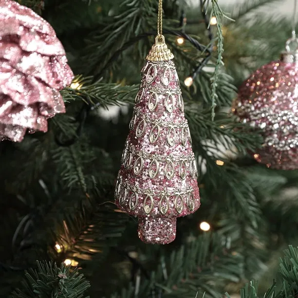Flocked Christmas Balls, Holiday Tree Ornaments, Sparkling Flocked Finish,  Multiple Styles, For Home Decor, Festive Season, Elegant Christmas Balls  HAODEJW | Foam, Pink - Walmart.ca