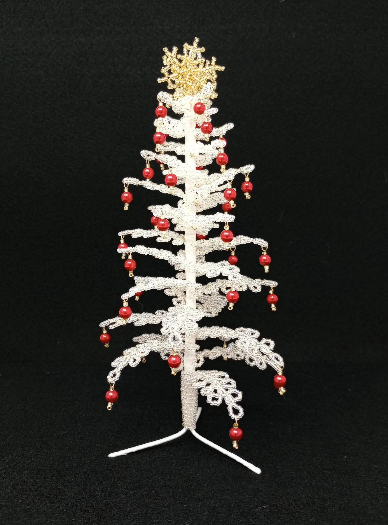French Beaded Christmas Tree - Red Pearl | Bead Visions