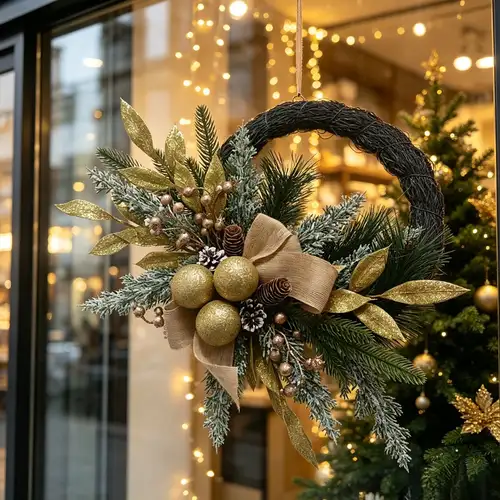 Front Door Wreath Christmas Wreath Suitable for Autumn Winter Rustic Rattan Wreath Indoor Outdoor Holiday Ornament Ideal Gift * for Christmas