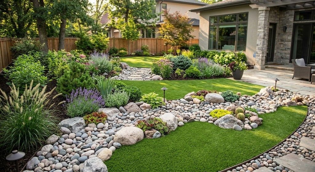 Front Yard Landscaping Ideas with Rocks and Mulch
