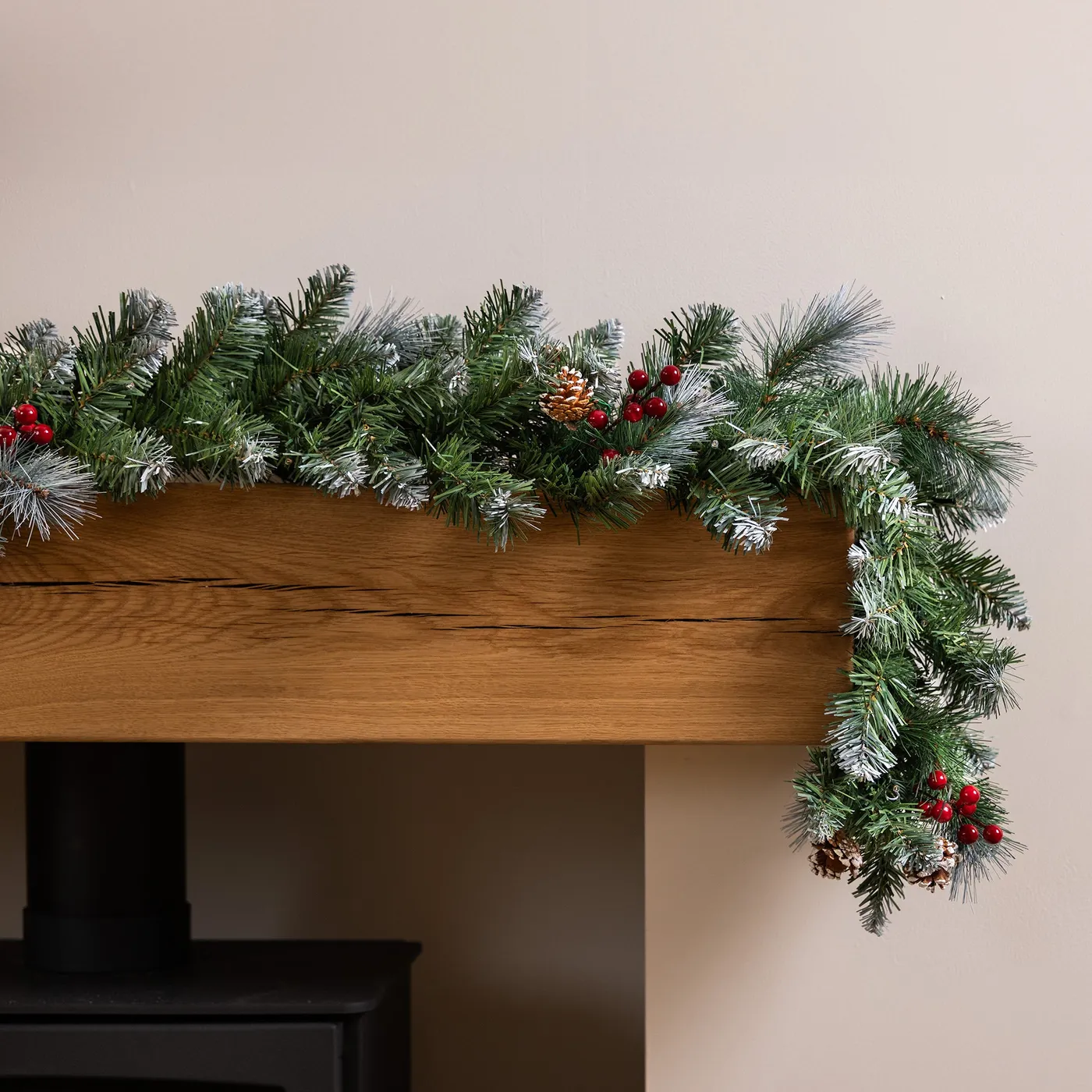 Frosted Artificial Christmas Garland | Cones & Berries | Christow