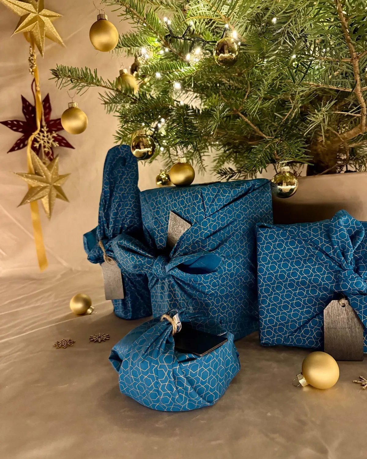 Furoshiki Ocean 4-Pack Gift Wrapping Set - Fractured
