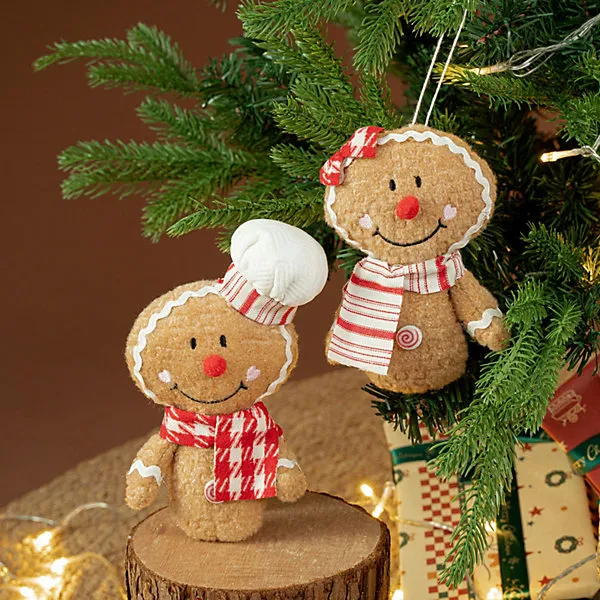 Gingerbread Couple Decoration Set Christmas Holiday Gingerbread Boy and  Girl Christmas Cookie Decoration
