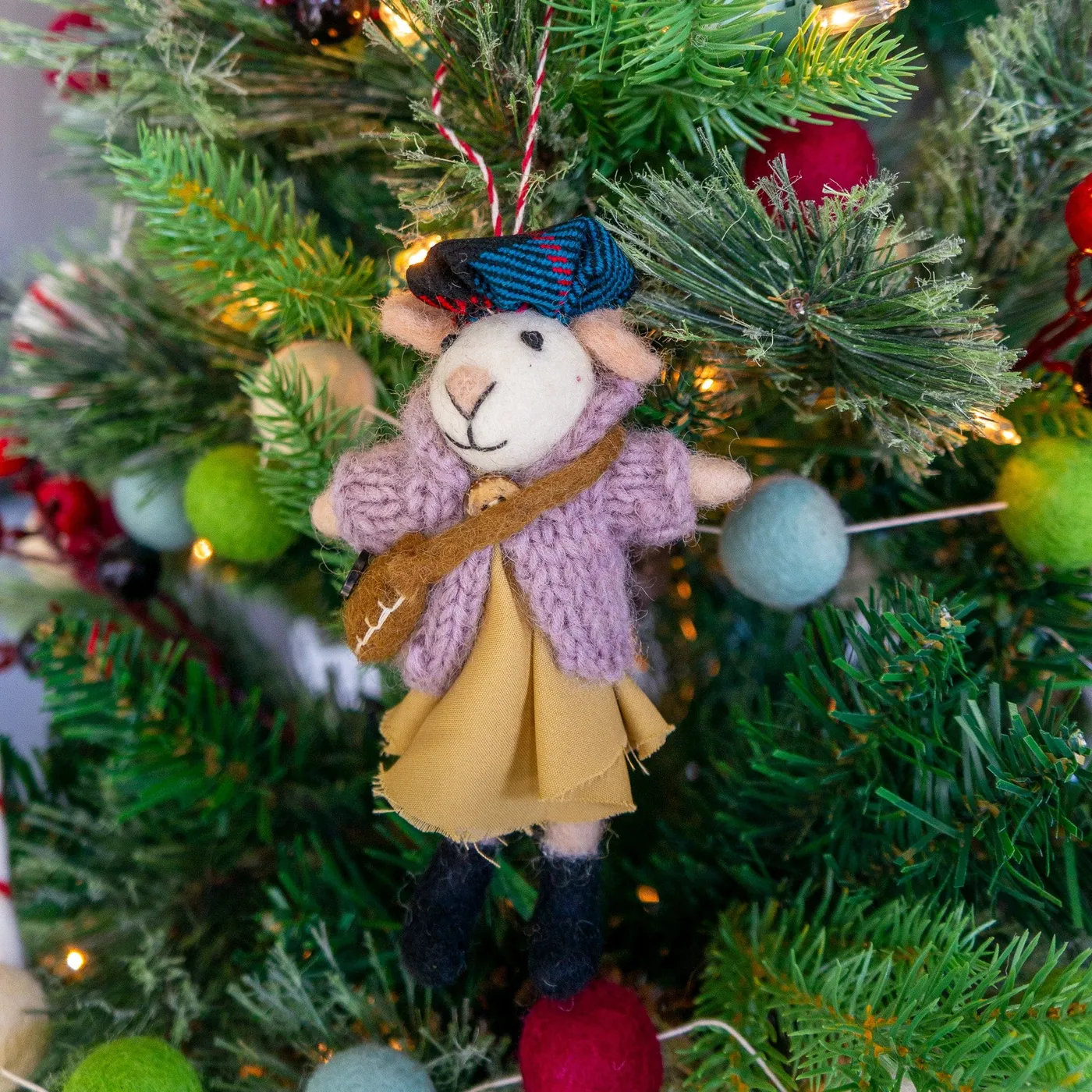Ginny and Chris Boho Mouse Eco Ornaments - Set of 2 | Friendsheep Sustainable Wool Goods