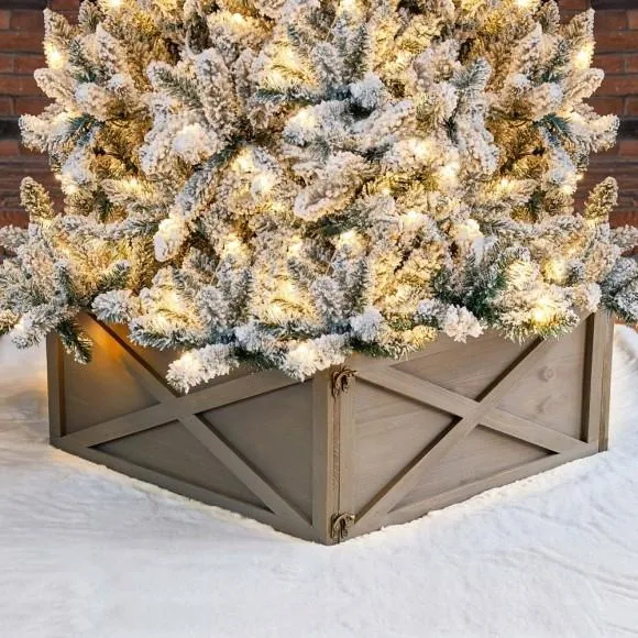 Glitzhome Glitzhome 26'L Warm Gray Wooden Christmas Tree Collar 2026 Store