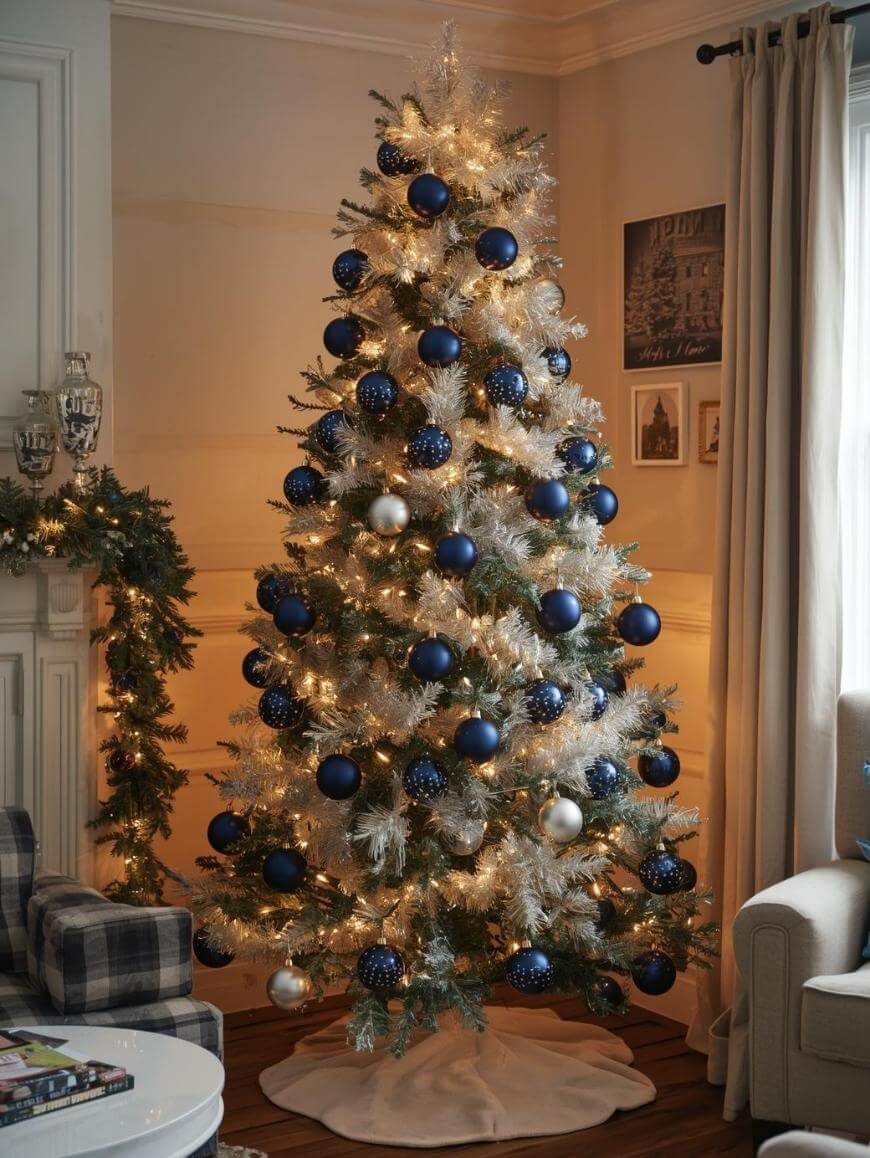 Gold Christmas Decor Living Room Tree Blue Lamps Sophisticated Christmas Decor: Dark Blue And Gold Elegance