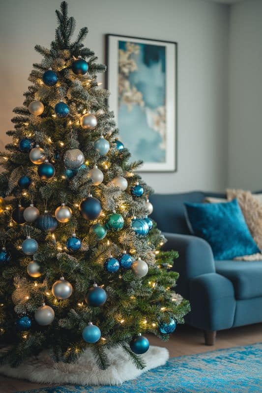 Gold Christmas Decor Living Room Tree Blue Lamps Sophisticated Christmas Decor: Dark Blue And Gold Elegance