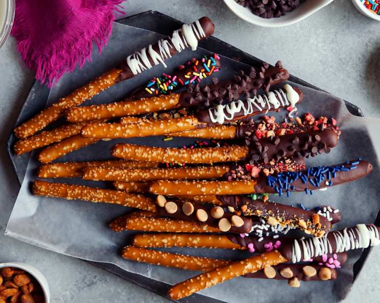 Gourmet Chocolate Dipped Pretzel Rods