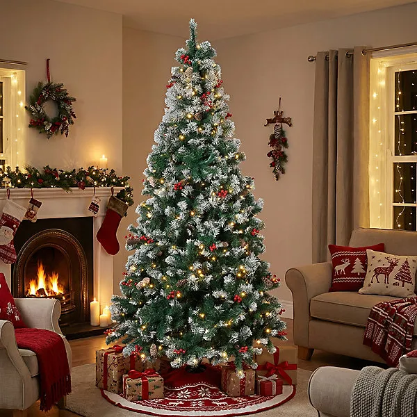 Green Luxury PVC Fiber Optic Christmas Tree with LED Lights, 45cm W x 210cm  H