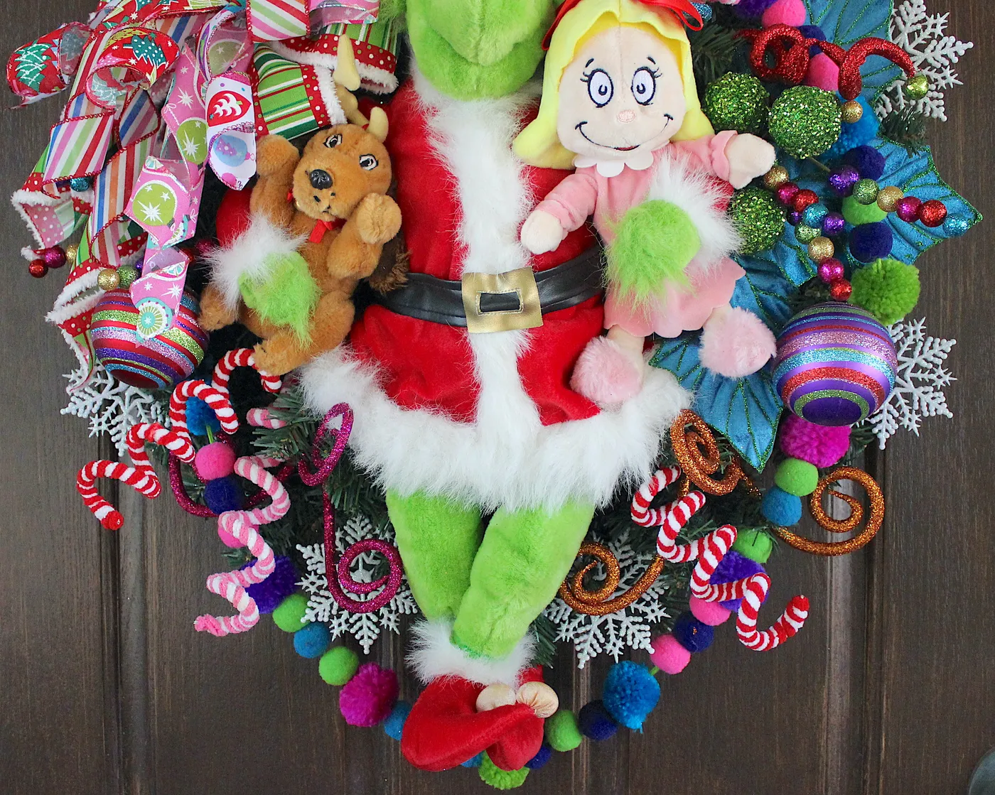 Grinch Wreath – Cheryls Creative Crafts Grinch Christmas wreath XL 22 inch  handmade grinch decorations Whoville