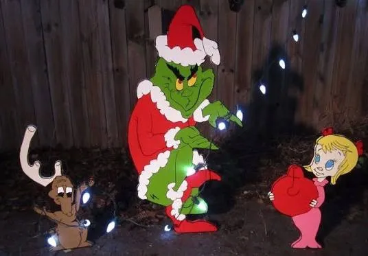 Grinch Yard The Grinch & Max & Cindy Lou Who steal Christmas Decorations  Outdoor | #1843770305