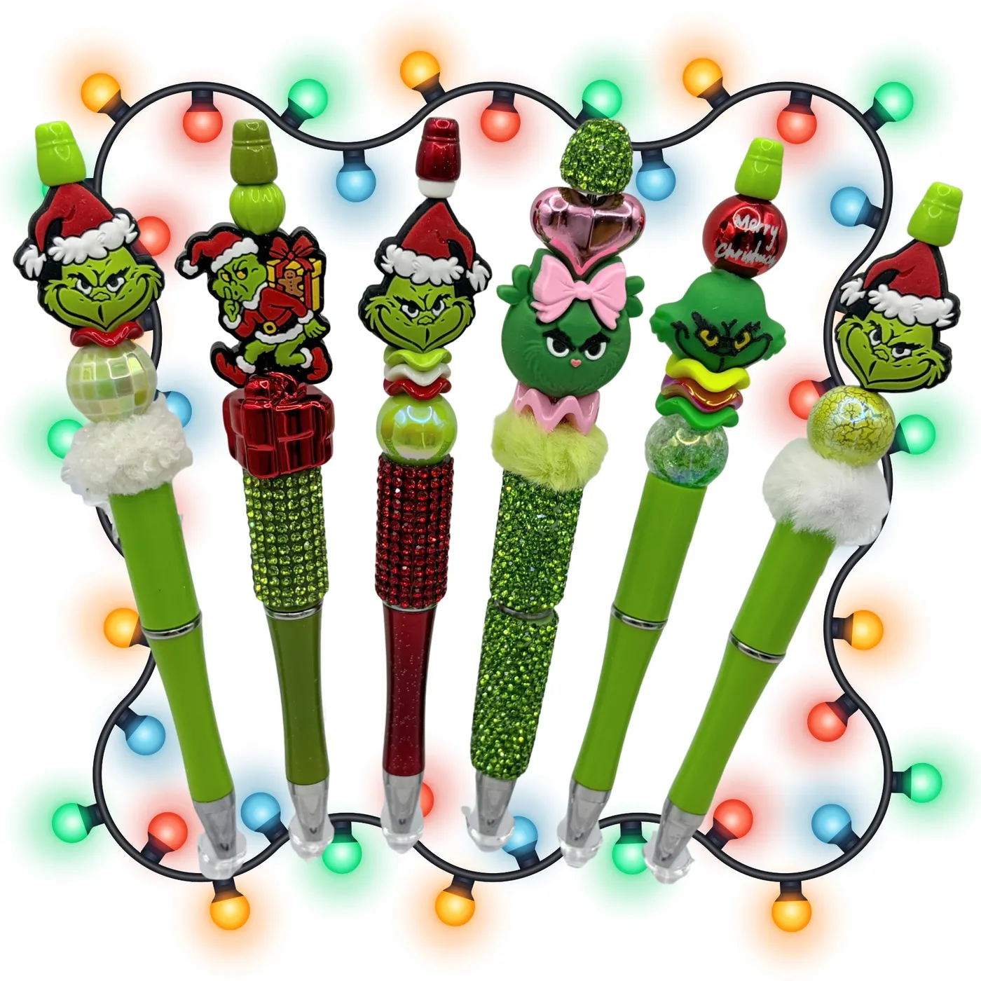 Grinchmas Beaded Rhinestone Handmade Christmas Pens – Faithful Creations