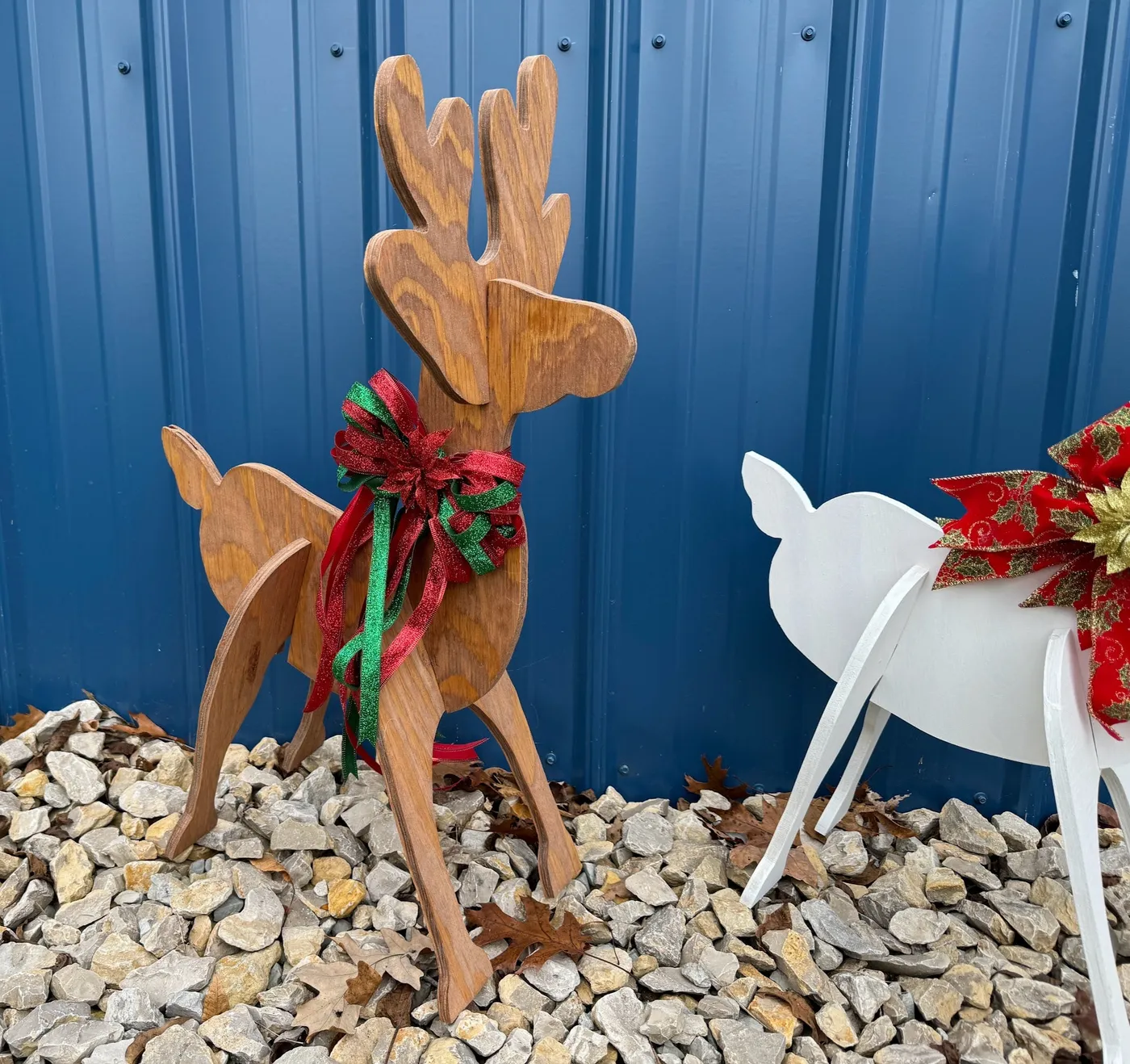 Hand Made Winter Christmas Yard Decor - White or Wood Reindeer - Indoo –  Spring Valley Crafts