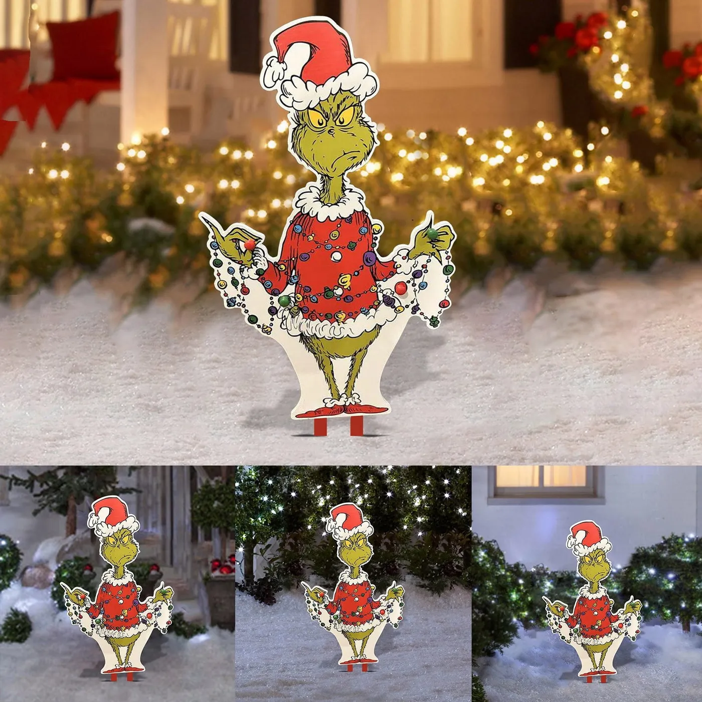 Hand Painted Wooden Yard Art - Grinch coming out of Chimney Grinch  Christmas Yard Decorations