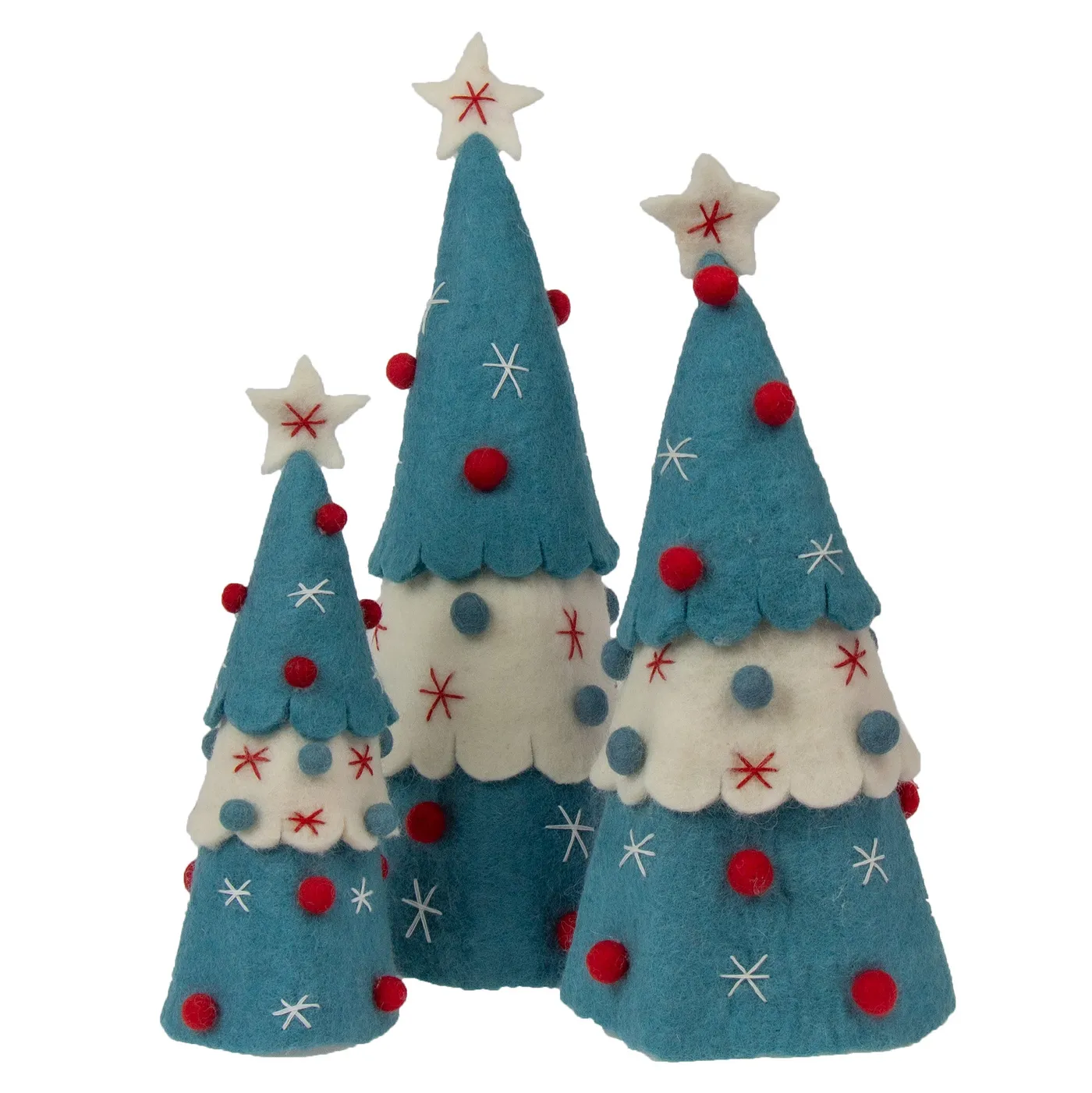 Handcrafted Felt Christmas Tree Topper or Tabletop Decor, Set of 3 Tur - Gifts With Humanity
