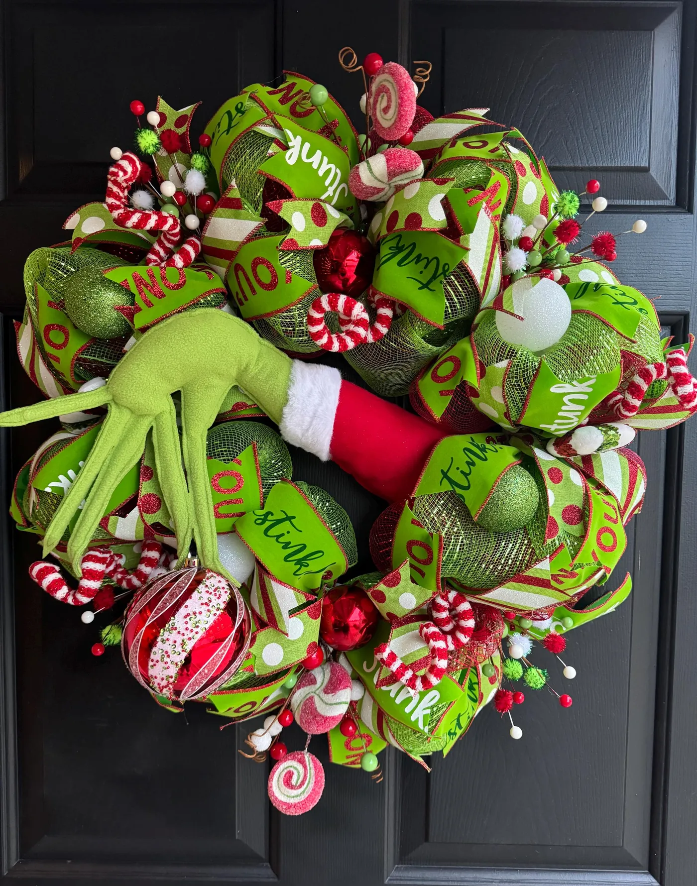 Handmade Grinch Holiday Wreath with Lights – Made in the USA Grinch  Christmas wreath XL 22 inch