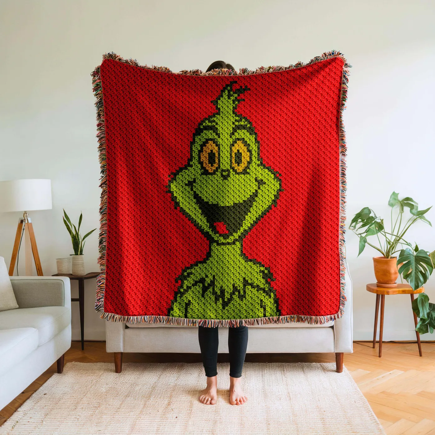 Happy Grinch C2C Crochet Blanket Pattern Pixel Graphghan Chart Corner