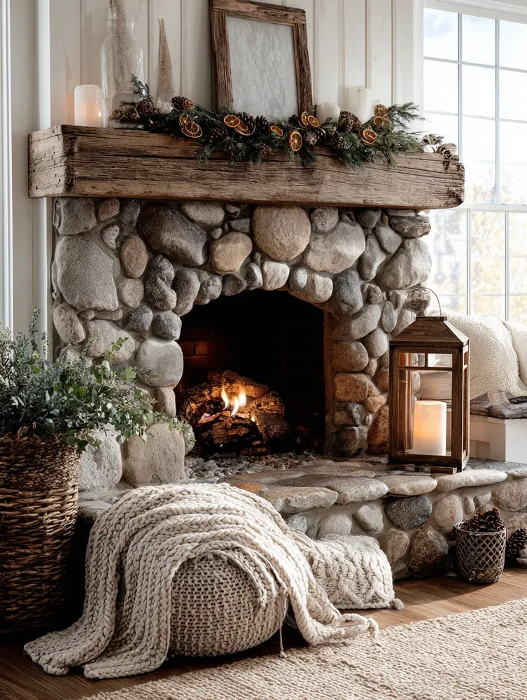 🧣 Holiday Hearth Glow: Linen Christmas Stockings & Natural Accents