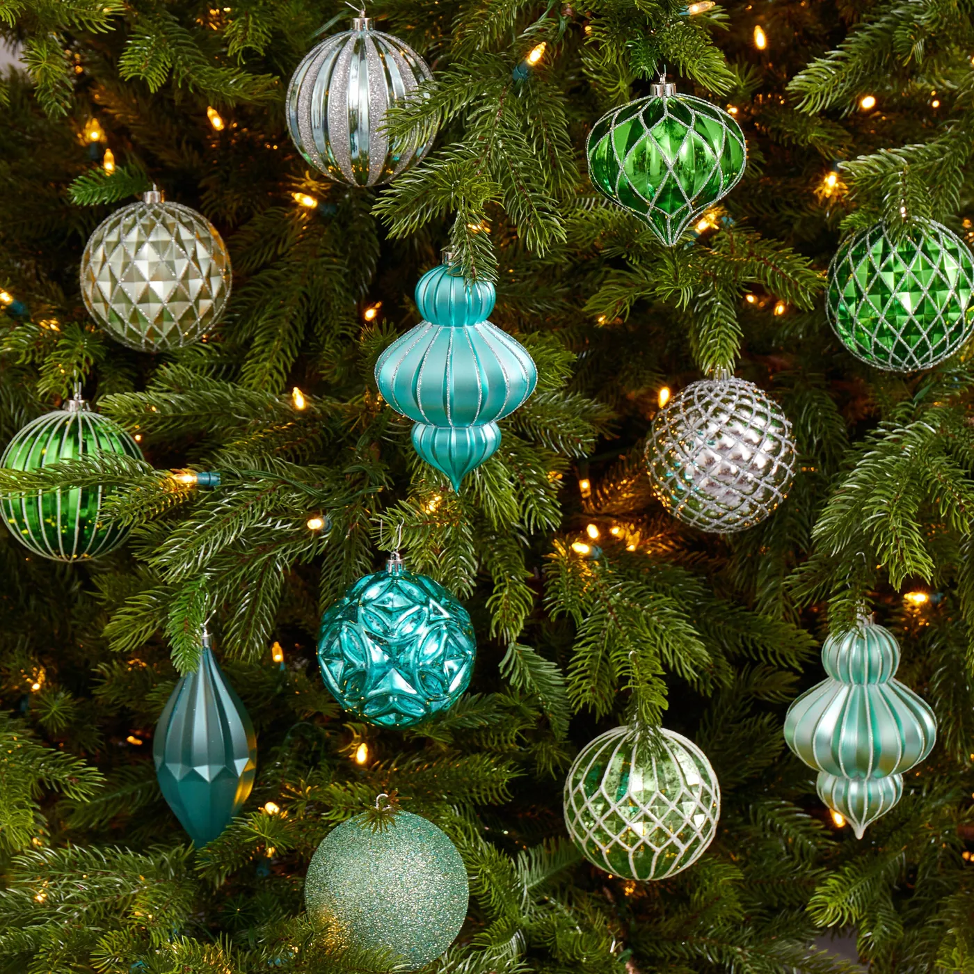 Holiday Lux Shatterproof 12 Count Christmas Ornament Set Blue