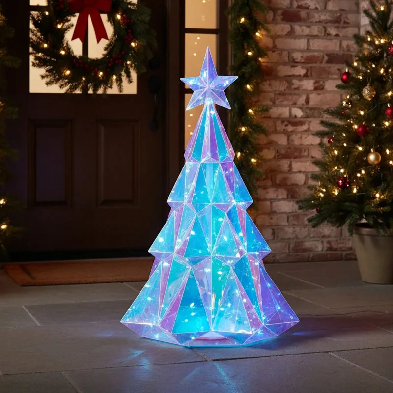 Holiday Tree Christmas Holographic The Holiday Aisle® High USB Electric RGB  Lighted Holographic Holiday Tree With Remote Control Wayfair