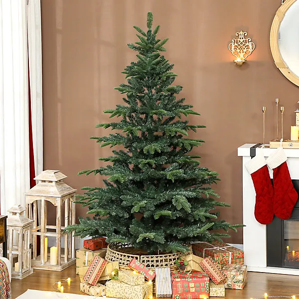 HOMCOM 6ft Christmas Tree, Hinged Xmas Tree with Realistic Branches