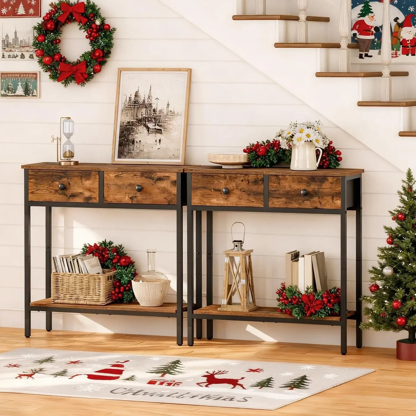 HOOBRO Narrow Console Table with 2 Fabric Drawers - Quality Obsessions