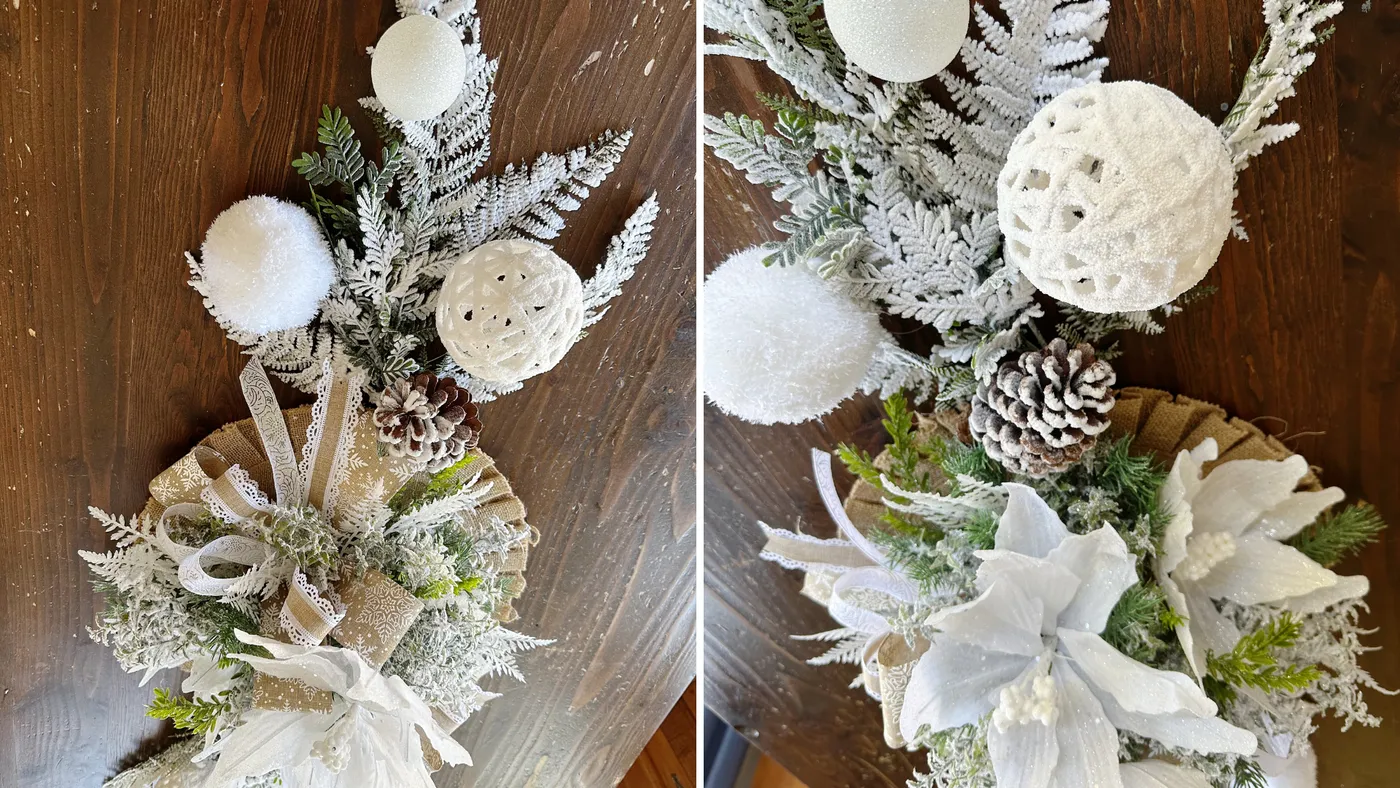 How to Make a Winter Centerpiece with Ornaments and Flocked Sprays - How to Make Wreaths - Wreath Making for Craftpreneurs