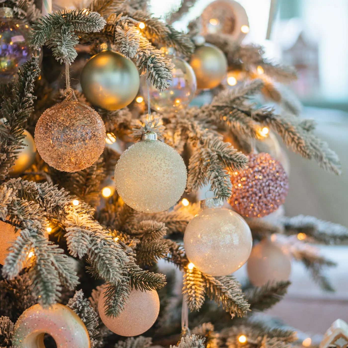 Iridescent pastel bauble with glitter