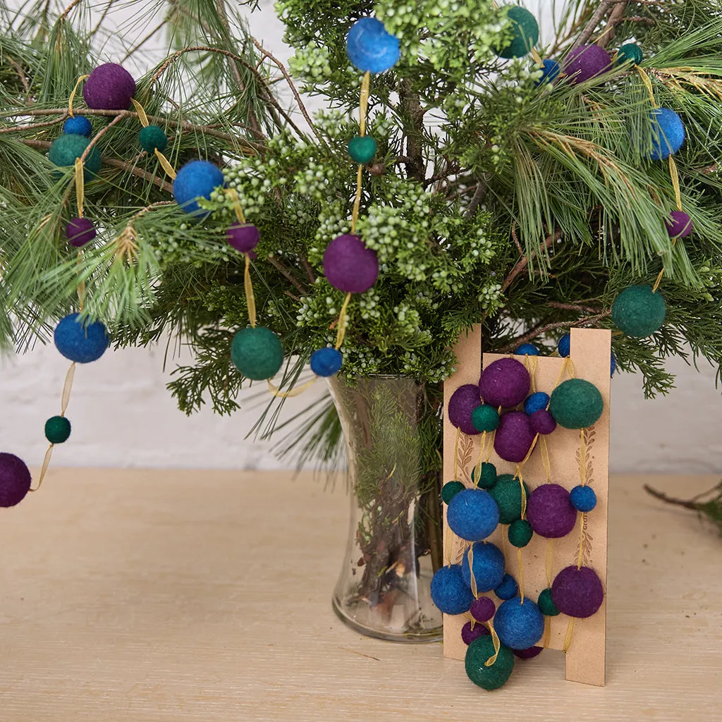 Jewel Tone Ball Garland – Handmade Christmas Holiday Decor