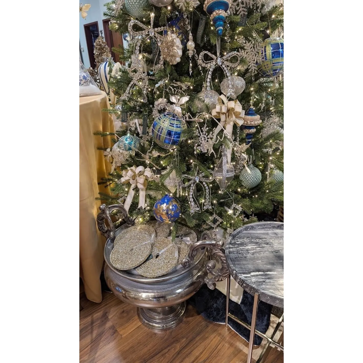 Jim Marvin Dark Blue Dipped in Gold Glass Ball Ornament 4.72' - Designer's  Studio