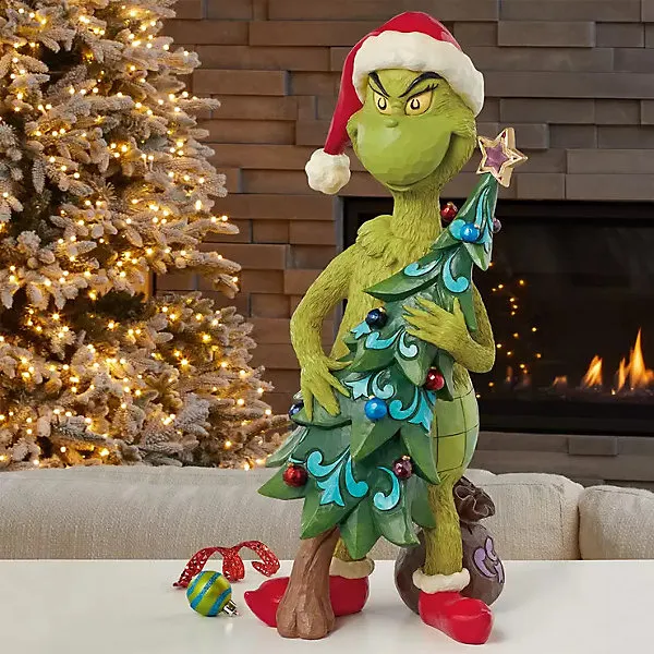 Jim Shore 20 Inch Holiday Grinch Statue, Hand-Painted Stone Resin Christmas Decoration, Indoor & Outdoor Whimsical Centerpiece