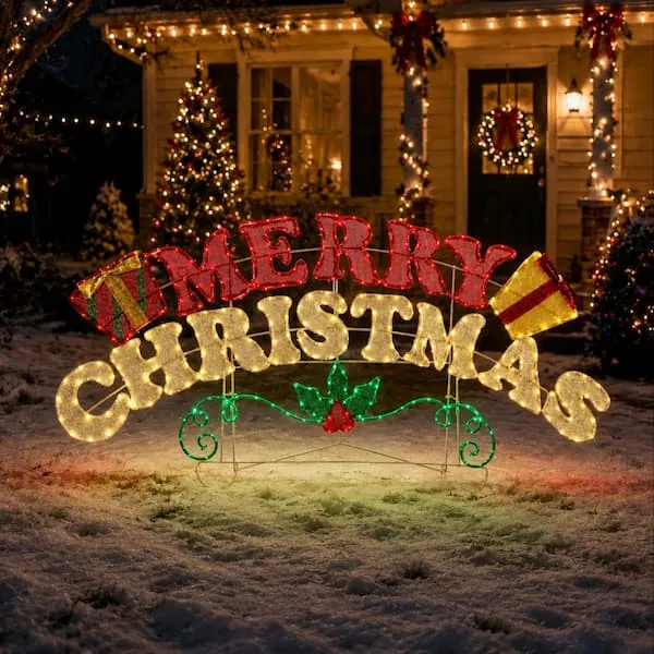 Large Outdoor Merry Christmas Sign Starfree W Outdoor Christmas Decoration  Merry Christmas Sign With Lighting Modes, Timer And LED Lights  HOXSOD0106RNY-1 The Home Depot