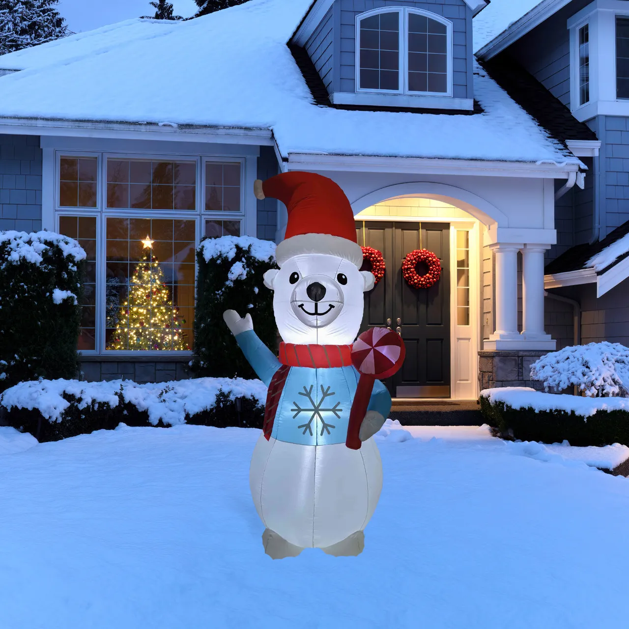 LED Lighted Inflatable Polar Bear Outdoor Christmas Decoration - 8.25' | Christmas