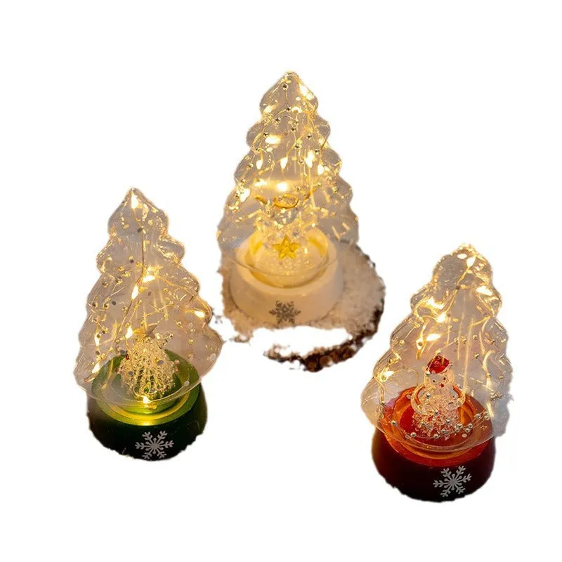 Lighted Crystal Christmas Tree Ornament, LED Tabletop Holiday Decor, F –  NLM Decor