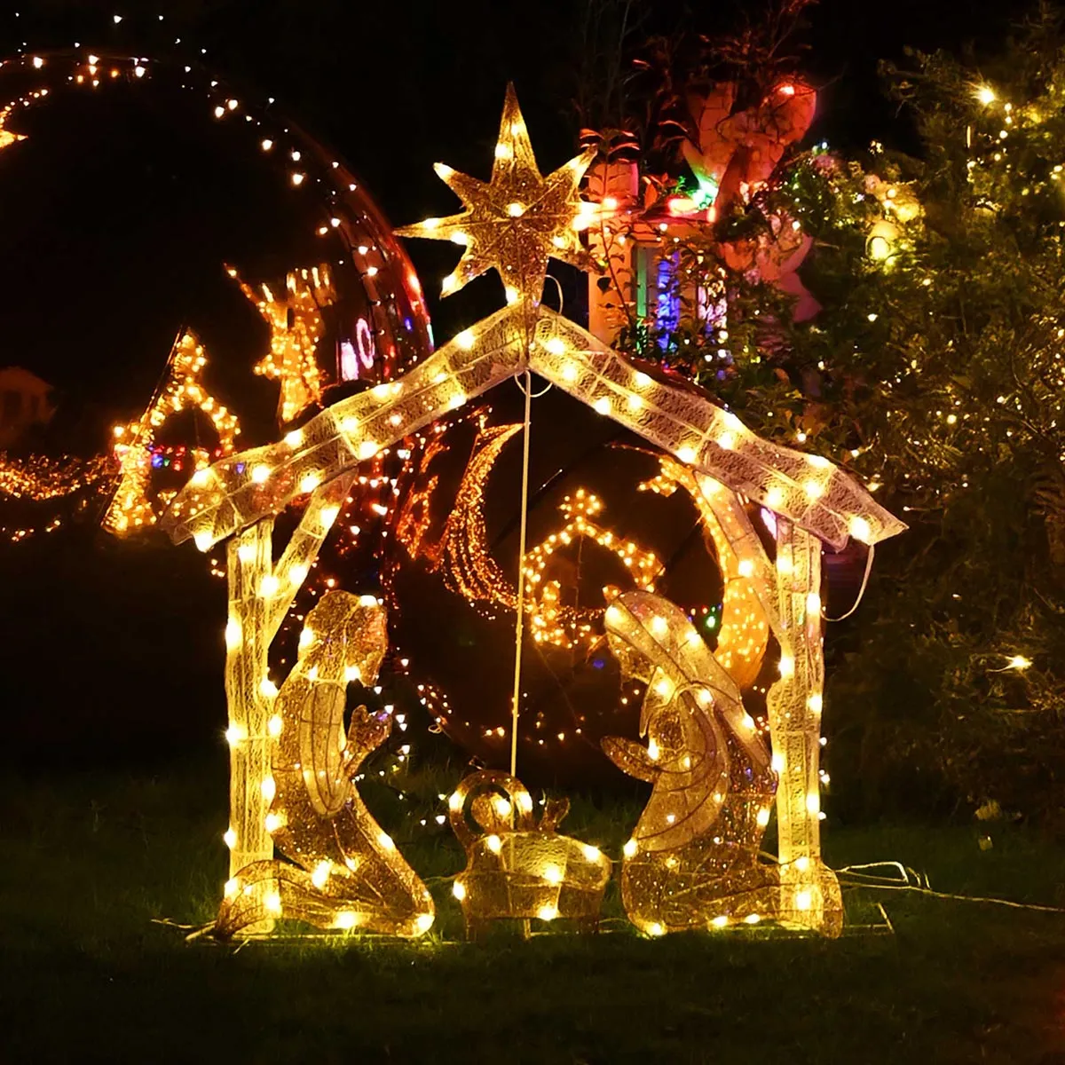 Lighted Nativity Outdoor Christmas Decorations Nativity Large 4ft Twinkle  Lighted Nativity Scene Set For Yard Christmas