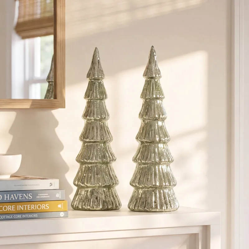 Lior LED Glass Tabletop Holiday Trees, Set of 2 (Set of 2) Size: 12.5' H x 4.25' W x 4.25' D The Holiday Aisle