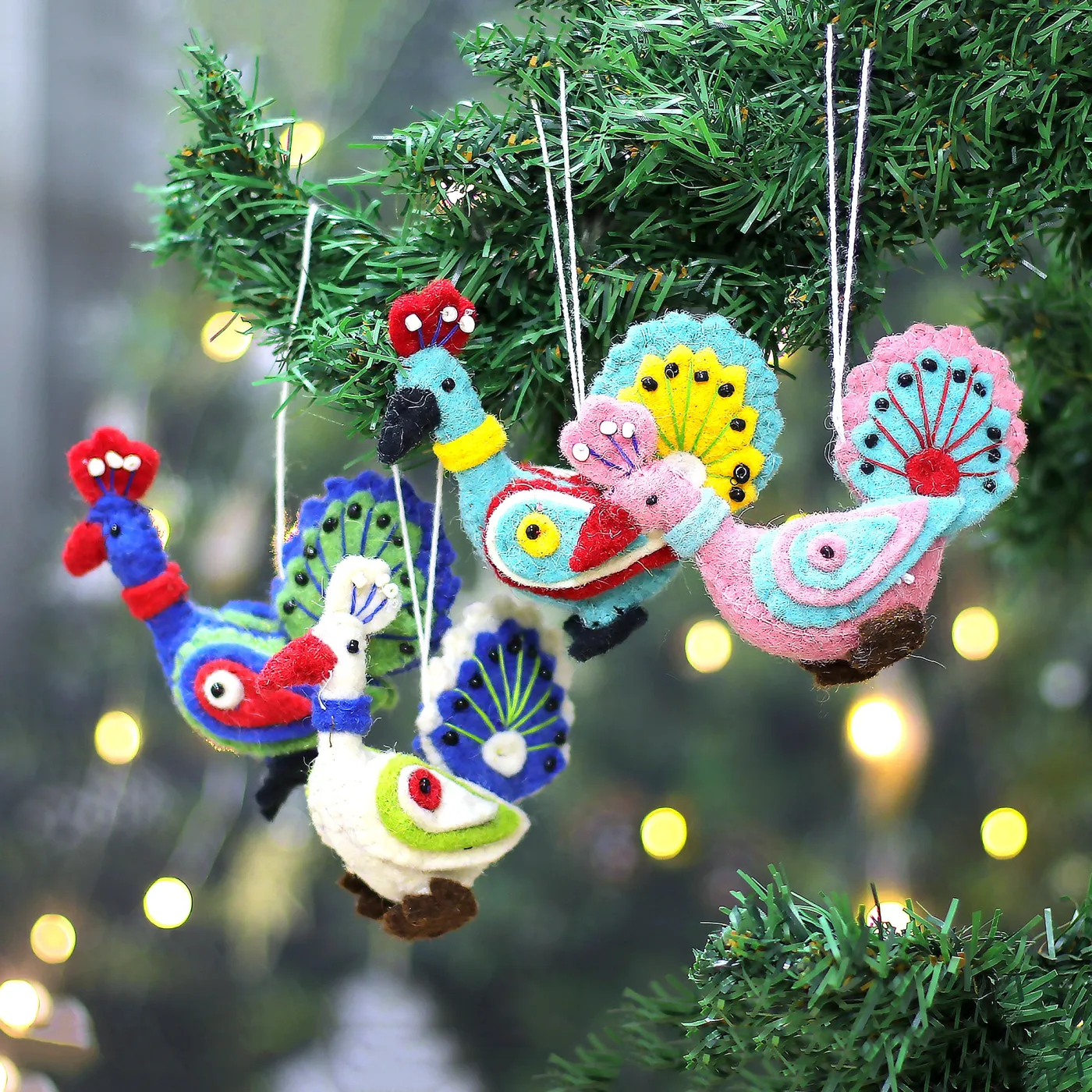 Lot Of 13 Handmade Bird Beaded Felt Christmas Tree Ornament Multicolor Cute DIY Felt Bird Ornament (