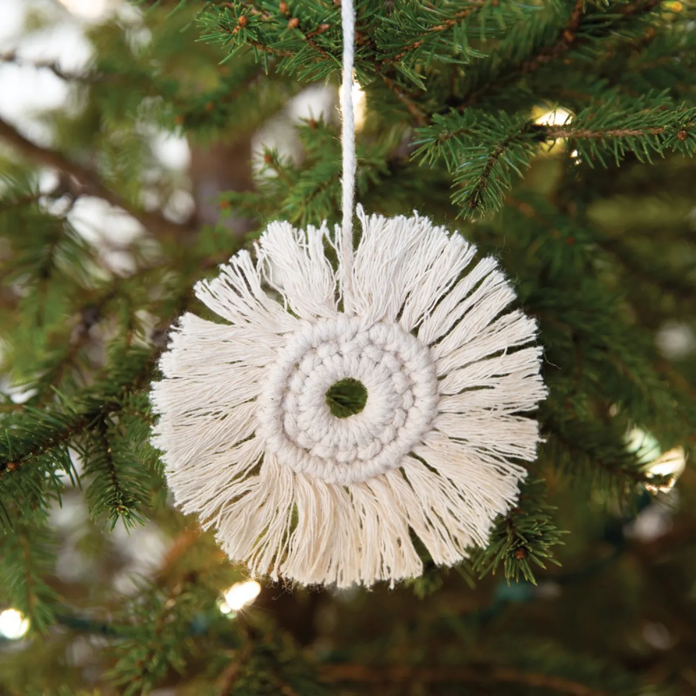 Macrame Wreath Ornament - Box of 4 | Farmhouse Christmas Décor