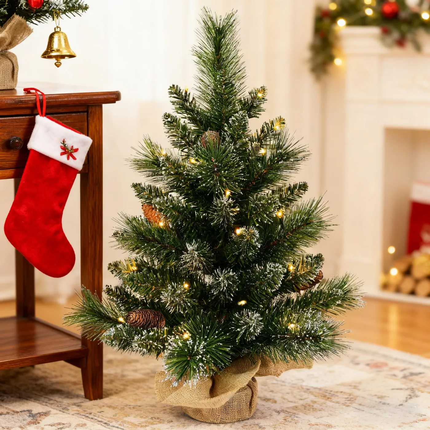 Makeatree Tabletop Christmas Tree 2ft Pre-Lit - Mini Tree with Pine Cone – MAKEATREE