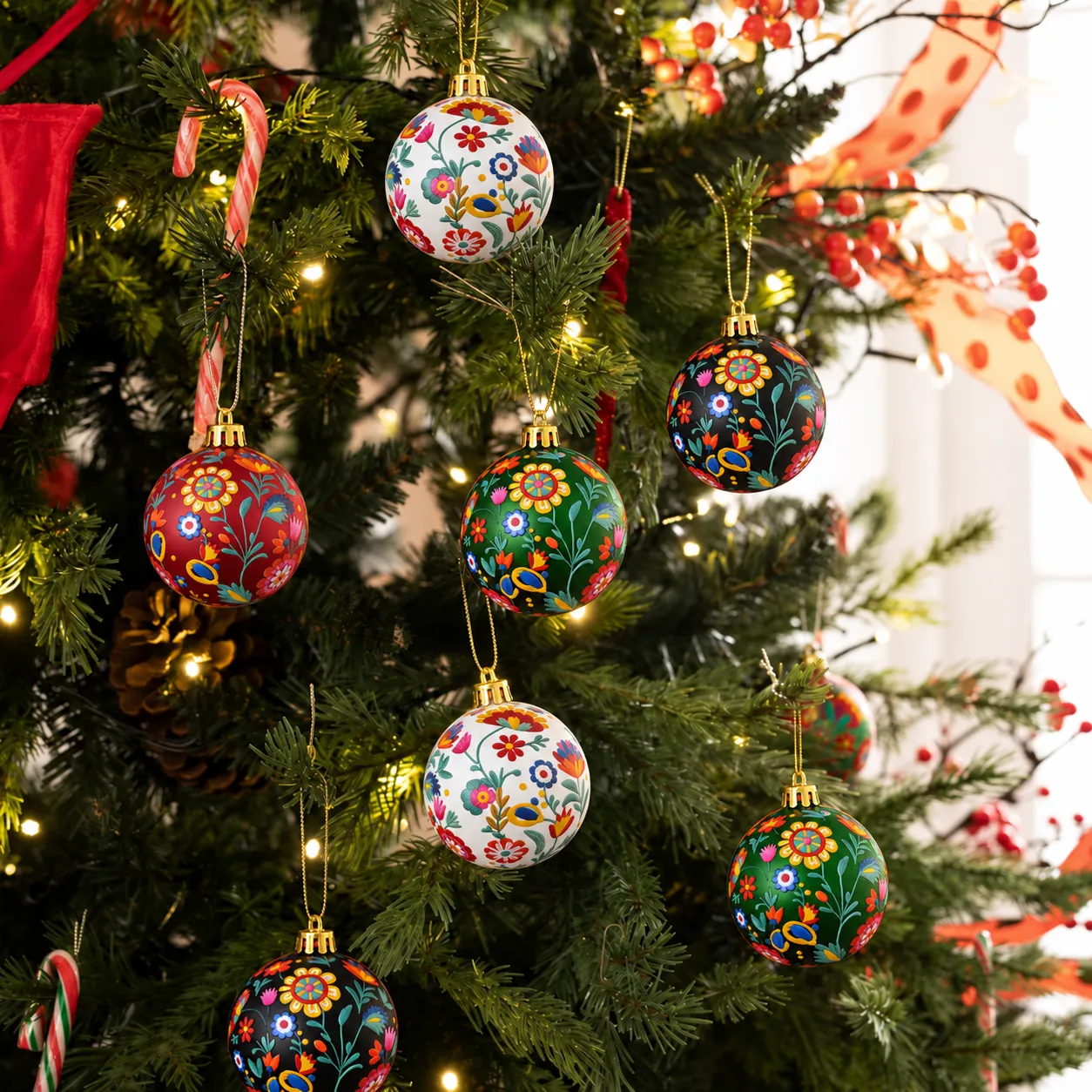 Mexican Bordado Navidad Christmas Tree Ornaments – MexiStuff