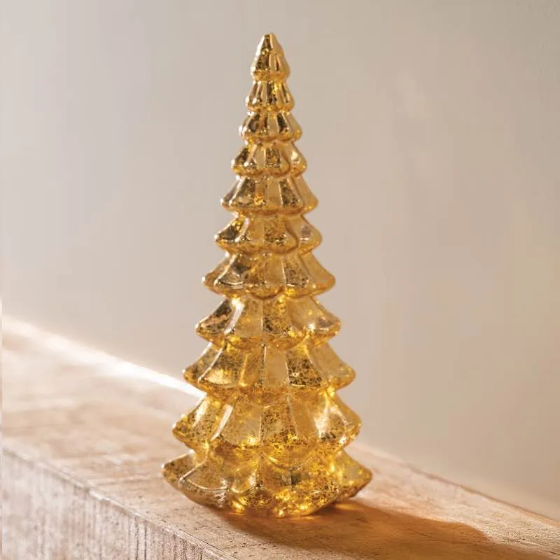 Micro LED Lighted Gold Glass Tree - Large