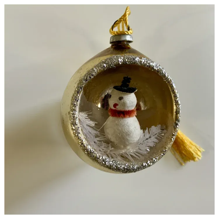 Mid Century Christmas Diorama Snowman Ornament Mercury Glass. For Sale at  Ruby Lane