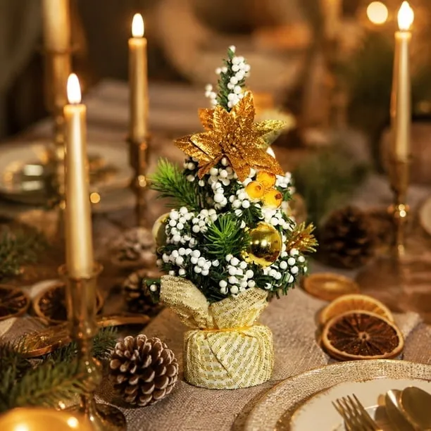Mini Tabletop Christmas Tree Small Artificial Pine Tree Centerpiece with  Ornaments Burlap Base Xmas Decor for Home Office Desk Shelf Holiday Gift -  Walmart.com